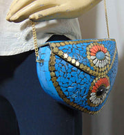 Blue Mosaic clutch purse bag