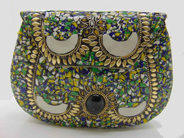 Green Multi Mosaic clutch bags