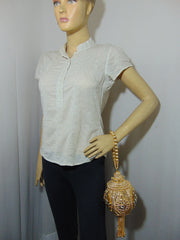 Metal mesh Crystals and rhinestones clutch bag