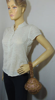 Metal mesh Crystals and rhinestones clutch bag