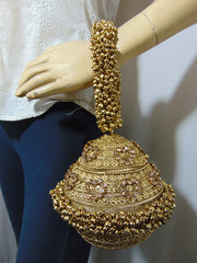 Metal mesh Crystals and rhinestones clutch bag