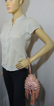 Metal mesh Crystals and rhinestones clutch bag
