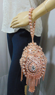 Metal mesh Crystals and rhinestones clutch bag