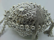Metal mesh Crystals and rhinestones clutch bag