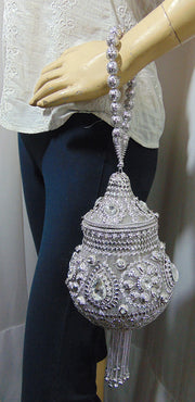 Metal Mesh Gold rhinestones clutch bag