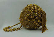 Metal Mesh Gold rhinestones clutch bag