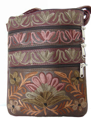 Faux Leather Embroidery sling bag