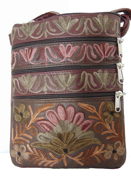 Faux Leather Embroidery sling bag