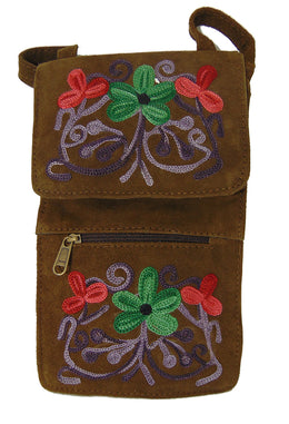 Faux Leather Embroidery sling bag