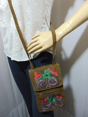Faux Leather Embroidery sling bag