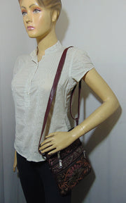 Faux Leather Embroidery sling bag