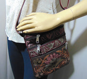 Faux Leather Embroidery sling bag