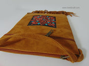 Sude Leather Embroidery sling bag