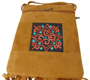 Sude Leather Embroidery sling bag