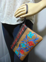 Kashmiri  Embroidery Leather wallet pouch