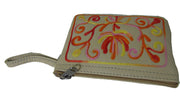 small Embroidery Leather wallet pouch