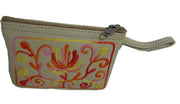 small Embroidery Leather wallet pouch