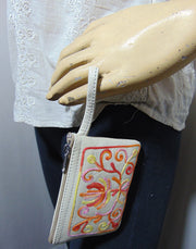 small Embroidery Leather wallet pouch