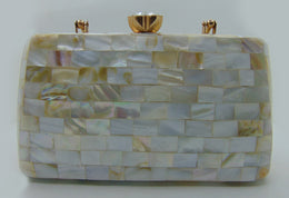 Rectangle shape Pearls Chips clutch