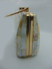 Rectangle shape Pearls Chips clutch