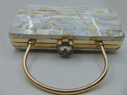 Rectangle shape Pearls Chips clutch