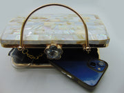 Rectangle shape Pearls Chips clutch