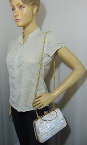 Rectangle shape Pearls Chips clutch