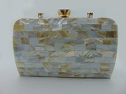 Rectangle broad shape Pearls Chips clutch
