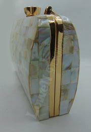 Rectangle broad shape Pearls Chips clutch