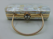 Rectangle broad shape Pearls Chips clutch