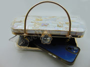 Rectangle broad shape Pearls Chips clutch