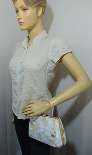 Rectangle broad shape Pearls Chips clutch