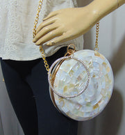 Round shape Pearls Chips clutch