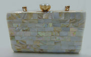 Rectangle slim shape Pearls Chips clutch