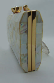 Rectangle slim shape Pearls Chips clutch