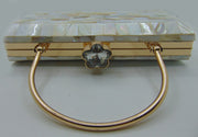 Rectangle slim shape Pearls Chips clutch