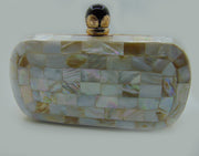 oval shape Pearls Chips clutch