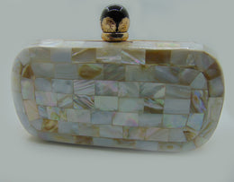 oval shape Pearls Chips clutch