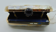 oval shape Pearls Chips clutch