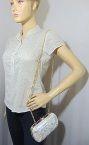 oval shape Pearls Chips clutch