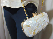 oval shape Pearls Chips clutch