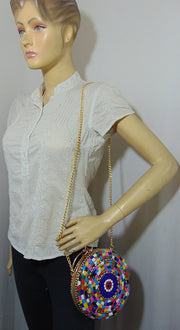 Round Multicolor Mosaic Metal clutch