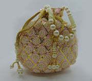 Pearl Embellished Silk Potli Bag