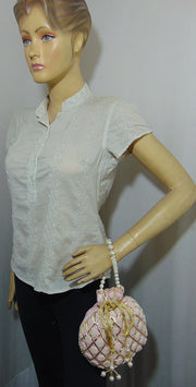Pearl Embellished Silk Potli Bag