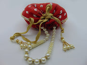 Pearl Embellished Silk Potli Potli Bag