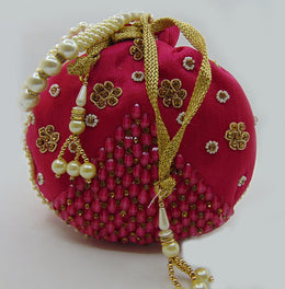 Embellished Silk Potli Potli Bag