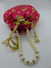 Embellished Silk Potli Potli Bag
