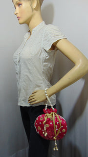 Embellished Silk Potli Potli Bag