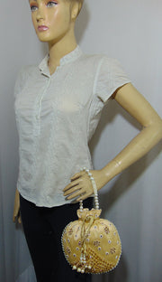 Embellished Silk Potli Potli Bag