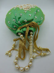 Pearl Embellished Silk Potli Potli Bag